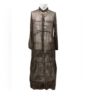 Noisy May Black and Cream Sheer Animal-Print Maxi Dress